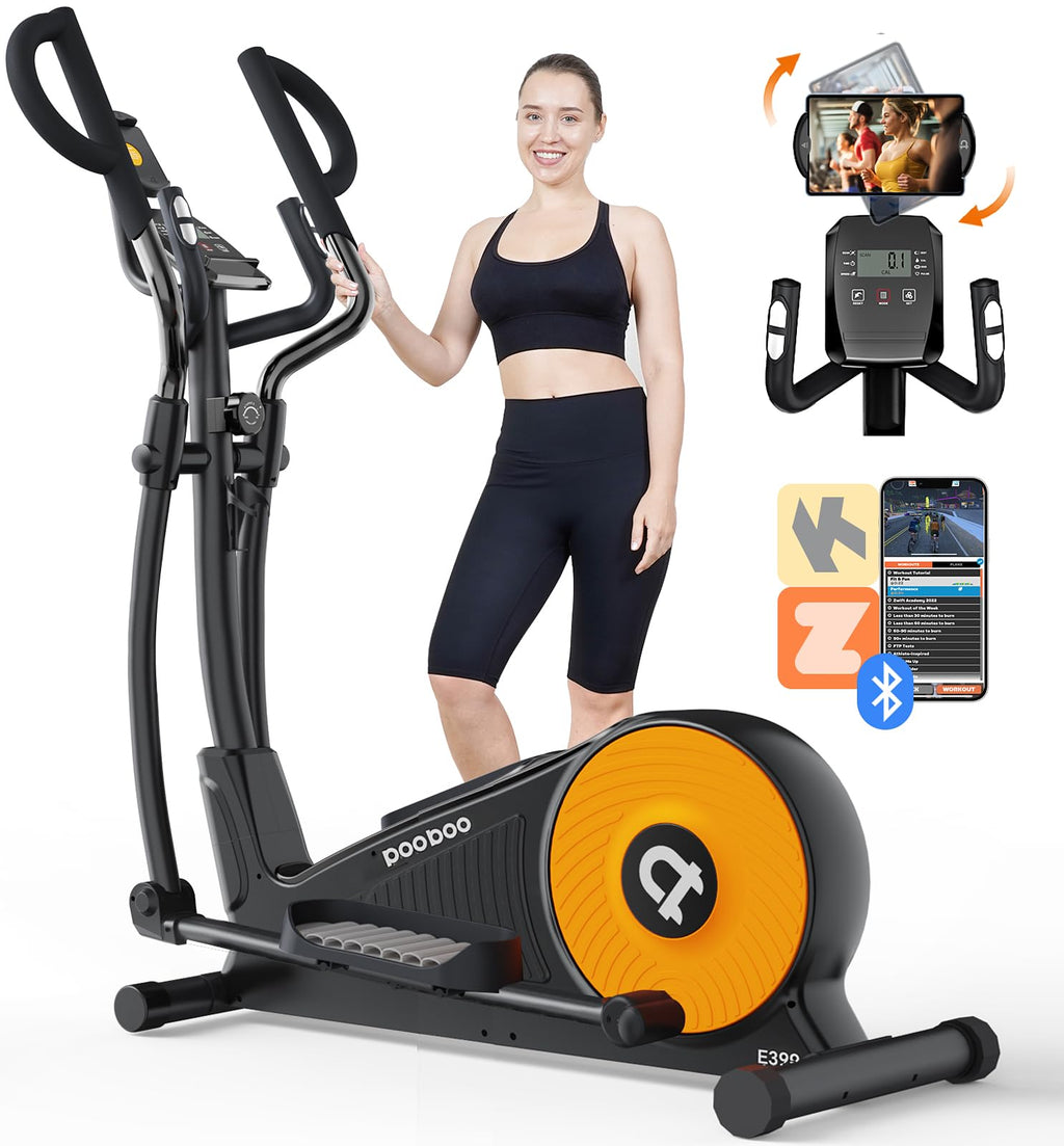 pooboo Elliptical Machine, Elliptical Exercise Machine with 16-Level Resistance&Hyper-Quiet Magnetic Driving System, Elliptical Machine for Home with LCD Monitor&15.5IN Stride, 350LBS Weight Capacity