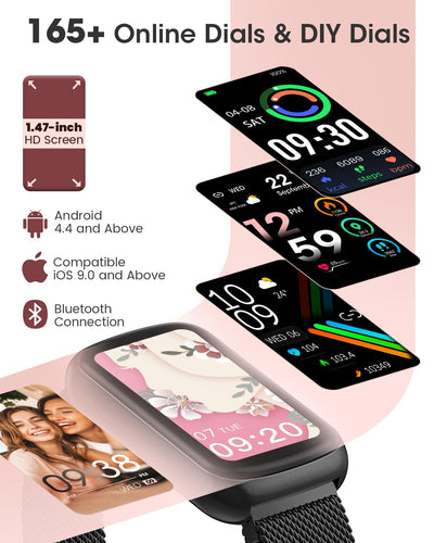 Fitness Watches for Women, Fitness Tracker with Heart Rate/SpO2 Monitor, Smart Watches for Women with Sleep/Step Tracker, 20+ Sport Modes Activity Tracker, Android Smart Watch for Phones