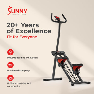 Sunny Health & Fitness Stair Stepper w/Handlebar, Extended Step Range Climber Machine for Legs, Core and Glute Workouts, Connection with Free SunnyFit App
