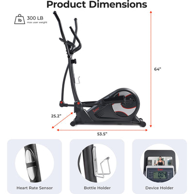 Sunny Health & Fitness Smart Elliptical Full-Body Cross Training Machine w/Extended Stride, Cardio Exercise Trainer for Home, Free SunnyFit App Bluetooth Connection, Optional 12" or 16" Stride Length