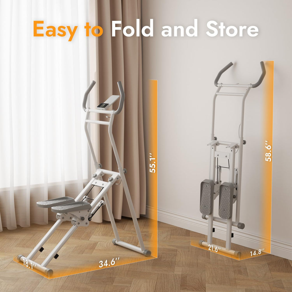 MACYO Stair Stepper for Home Workout - Full-Size Foot Pedals with Tablet Holder, Foldable Stepping Climbers, Easy Assembly, Compact Design for Cardio & Leg Training