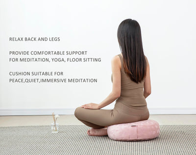 Meditation Cushion, Comfortable Meditation Pillow with Peacock Feather Jacquard Cover. Buckwheat Hull Filled Zafu Floor Pillow 16 * 16 * 5 in