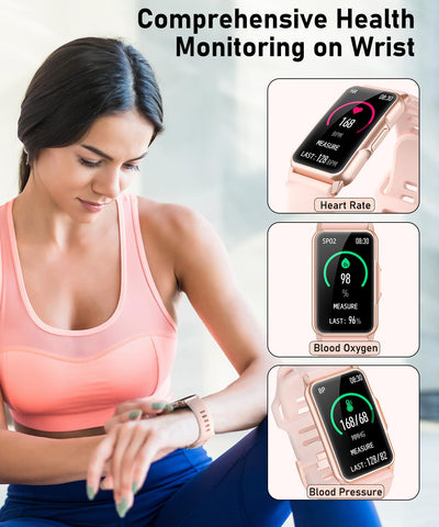 Smart Watch Fitness Tracker with 24/7 Heart Rate, Blood Oxygen Blood Pressure Monitor Sleep Tracker 120 Sports Modes Activity Trackers Step Calorie Counter IP68 Waterproof for Andriod iPhone Women Men