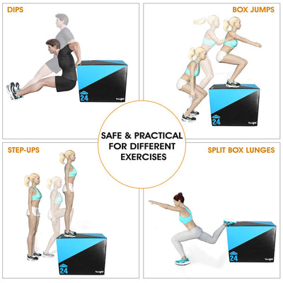 Yes4All 3 in 1 Foam Plyometric Jump Box for Training & Conditioning - Plyo Jump Box for Fitness Workout Exercise