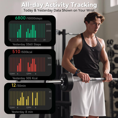 EURANS Smart Watch No App/Phone Required, 1.85" Ultra HD Display | Waterproof Fitness Tracker | 24/7 Heart Rate/Sleep Monitor | Step Counter for Walking, Pedometer & Activity Tracker for Women Men