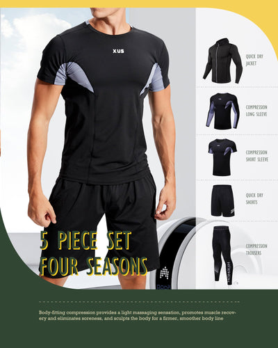 BOOMCOOL 5PCS Gym Clothes for Men Workout Sets