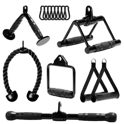 Yes4All Cable Machine Attachment, Row Handles, Tricep Rope, Straight Bar, V Bar, LAT Pulldown Accessories Load 880 LB for Home Gym