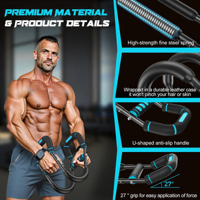 Twister Arm Trainer for Men, Chest Workout Equipment 5-Level Adjustable (40-130lb) with Ergonomic 27° Targets Biceps/Clip/Thigh, Portable Exerciser for Home Gym Travel Fitness