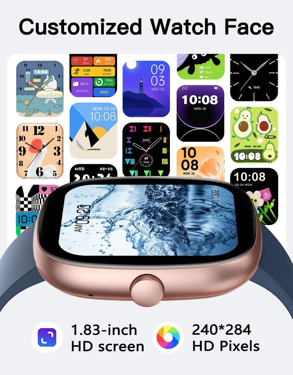 Fitness Tracker 2025 Ver. (Answer/Make Calls), 1.85" Smart Watch Fitness Watches for Women Men with 24/7 Heart Rate Blood Oxygen Monitor Sleep Tracker 100+ Sport Modes IP68 Waterproof (Pink)