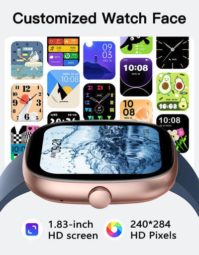 Fitness Tracker 2025 Ver. (Answer/Make Calls), 1.85" Smart Watch Fitness Watches for Women Men with 24/7 Heart Rate Blood Oxygen Monitor Sleep Tracker 100+ Sport Modes IP68 Waterproof (Pink)