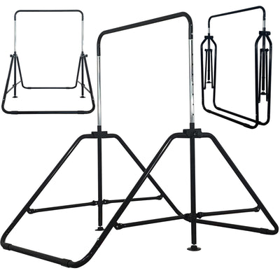 MARFULA Foldable Gymnastic Bar for Kids Ages 3-9, 9 Height Levels, 200 lbs Weight Capacity, 5 Ft Length Gymnastic Kip Bar with Mat, Gymnastic Equipment for Home and Gym Center Indoor Outdoor Use