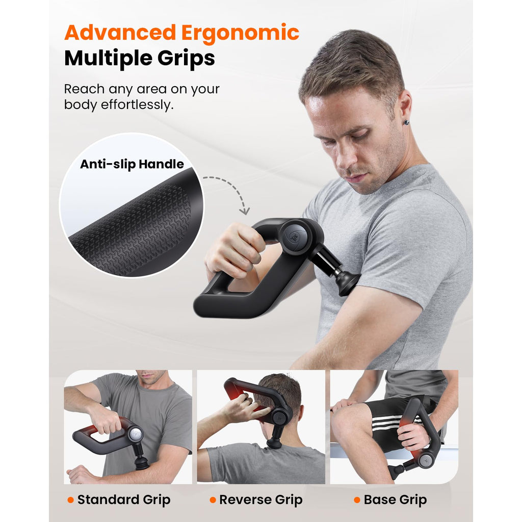 BOB AND BRAD D5 Pro Plus Massage Gun with Heat, FSA Eligible/HSA Eligible, 13mm Amplitude Deep Tissue Percussion Massage Gun with Max Power for Muscle Therapy, Professional Muscle Massager, Ideal Gift