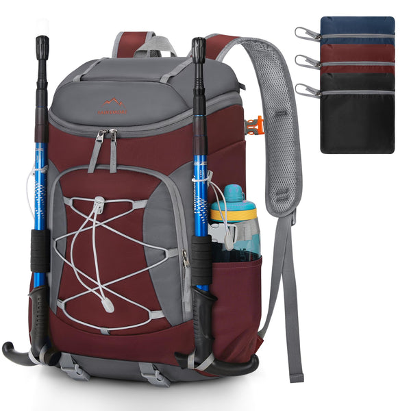 RAINSMORE Foldable Hiking Backpack for Women Men Packable Camping Backpack 40L Waterproof Hiking Daypack Bag Lightweight Collapsible Daypack for Travel Trekking Mountaineering Large Capacity Black