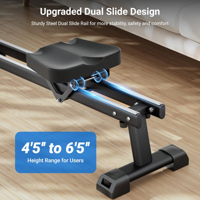 Dripex Rowing Machines for Home Use, Rowing Machine Magnetic Rower, 16 Levels of Workout Resistance, Max 350 LBS, Dual Slide Rail, Bluetooth App Compatible, LCD Monitor, Row Machine for Gym Exercise