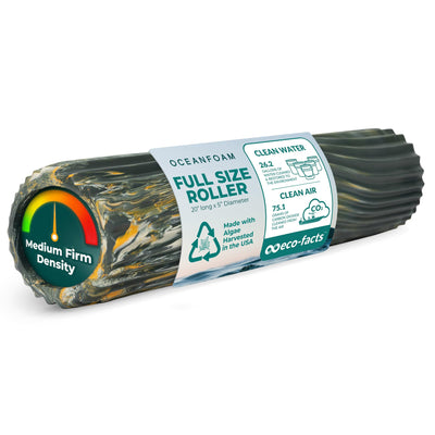 Oceanfoam Tidal Roller - Natural - Muscle Massage Foam Roller for Back Pain & Stretching - Firm and Ergonomic Wide Wave Textured - Yoga, Athletics, & Wellness - Full Size, 20" x 5"