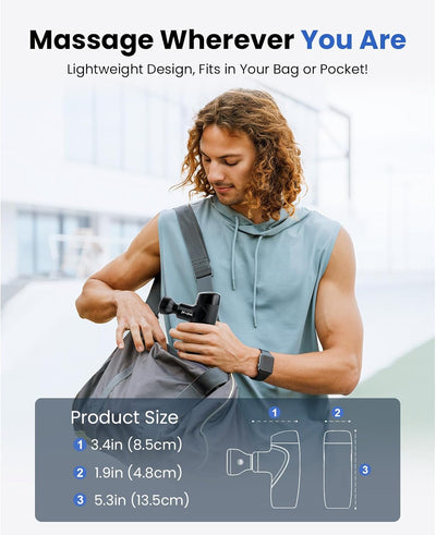 BOB AND BRAD M7 Plus Mini Massage Gun with Heat, Pocket-Sized Heated Deep Tissue Massager, Portable Percussion Muscle Travel Massager Gun, Ultra Light Small & Quiet Massage Gun