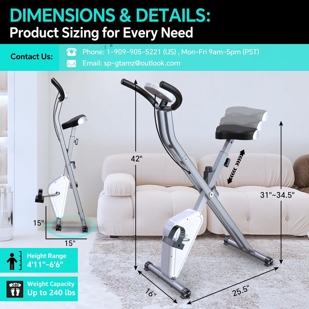 Foldable Exercise Bike Stationary Bikes for Home, 5 IN 1 Indoor Workout Bike, Cycling Bike with 16-Level Quiet Magnetic Resistance, 6.6 LBS Flywheel and 300LBS Capacity, 2025 Designed 817 X-bike