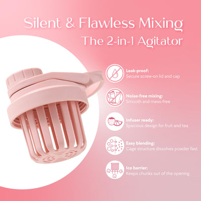 Paradise Shaker Bottle 24 oz, Insulated Stainless Steel Protein Shaker, Dishwasher Safe, with Lid Brush & Protective Boot, Leakproof Twist-Off Chug Cap, Sage Green, Tahoe Mist