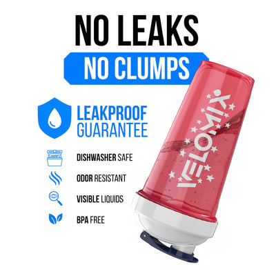 VELOMIX -2 Pack- 28 oz Protein Shaker Bottles for Protein Mixes - 2x Wire Whisk | Leak Proof Shaker Cups for Protein Shakes | Protein Shaker Bottle Pack (Black/Transparent)