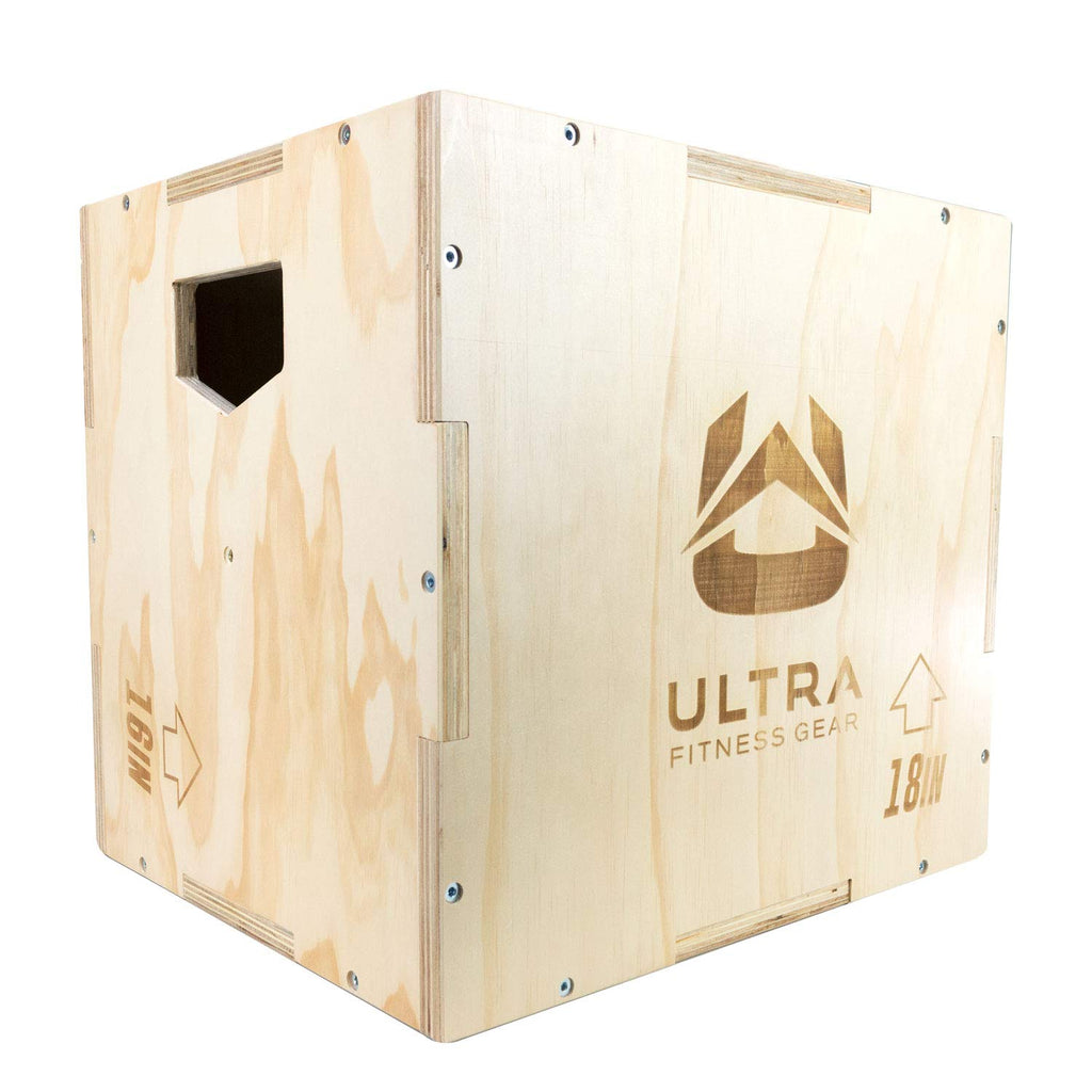 Ultra Fitness Gear Wooden Plyo Box, 31 Plyometric Jump Training Squat, Step Up, Jumps & More Workout Size S, M, L, XL