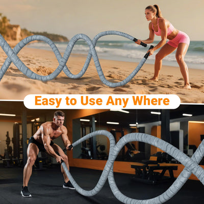 Battle Rope 1/1.26/1.5/2 Inch Diameter,Pink 30FT/40FT/50FT Exercise Workout Ropes for Home Gym Heavy Weighted Training Rope for Working Out