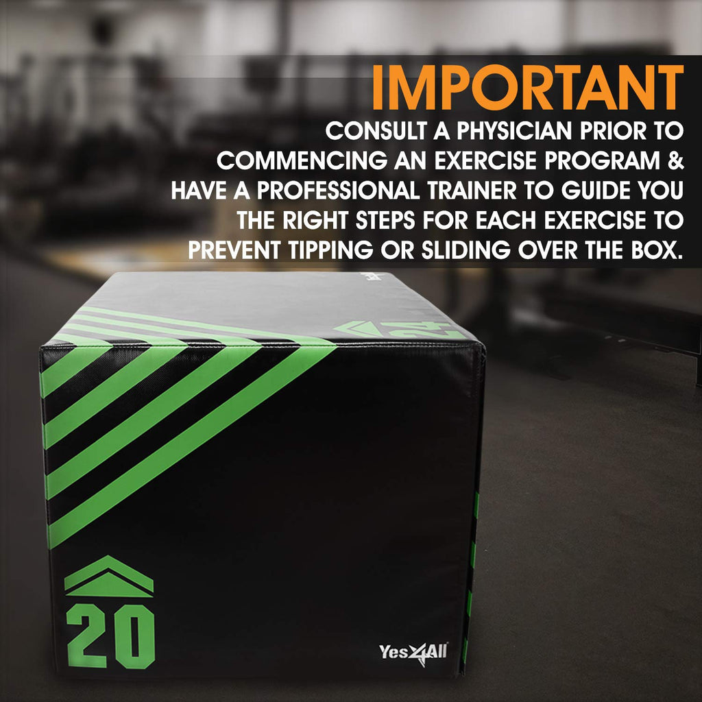 Yes4All 3 in 1 Foam Plyometric Jump Box for Training & Conditioning - Plyo Jump Box for Fitness Workout Exercise
