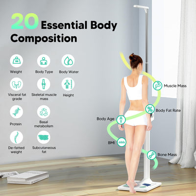 arboleaf Digital Physician Scale, Ultrasonic Height and Weight Scale, Smart Body Composition Analyzer for Gym and Home, 11-485lb, 6ft.4.8in, Body Fat Measurement, Weight, Height, BMI