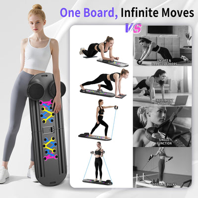 Pilates Board, Foldable Pilates Reformer Set for Home Workout with Timer, Multifunctional Portable Reformer Pilates Machine at Home Pilates Equipment