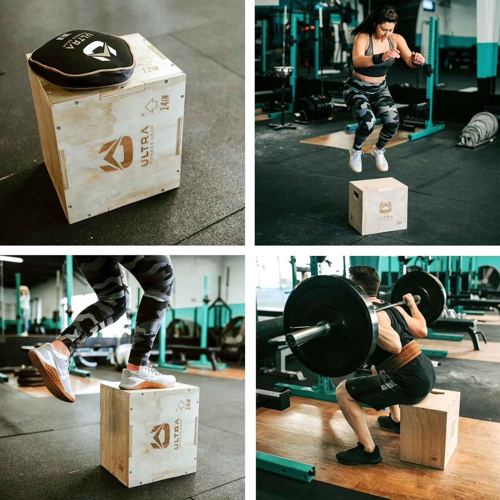 Ultra Fitness Gear Wooden Plyo Box, 31 Plyometric Jump Training Squat, Step Up, Jumps & More Workout Size S, M, L, XL