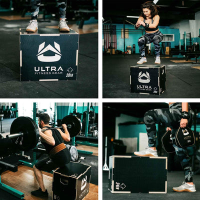 Ultra Fitness Gear Wooden Plyo Box, 31 Plyometric Jump Training Squat, Step Up, Jumps & More Workout Size S, M, L, XL