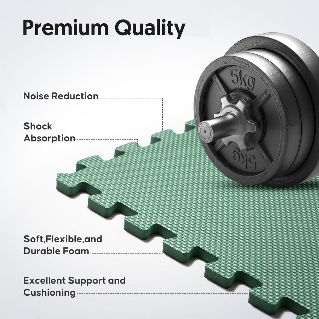 Home Gym Mat, Puzzle Exercise Mat, EVA Interlocking Foam Floor Tiles for Home Workout Equipment and Kids' Play Areas - Grey, 24 in x 24 in x ½ in - 12 Tiles (Grey, 12 Pack, 48 SQ FT)