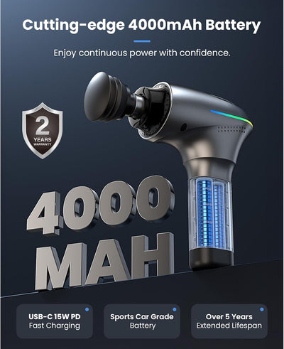 BOB AND BRAD A2 Pro Massage Gun with Heat and Cold Therapy, FSA Eligible/HSA Eligible, Professional Percussion Massage Gun Deep Tissue for Home Gym, Portable Muscle Massager with Force Sensor Light