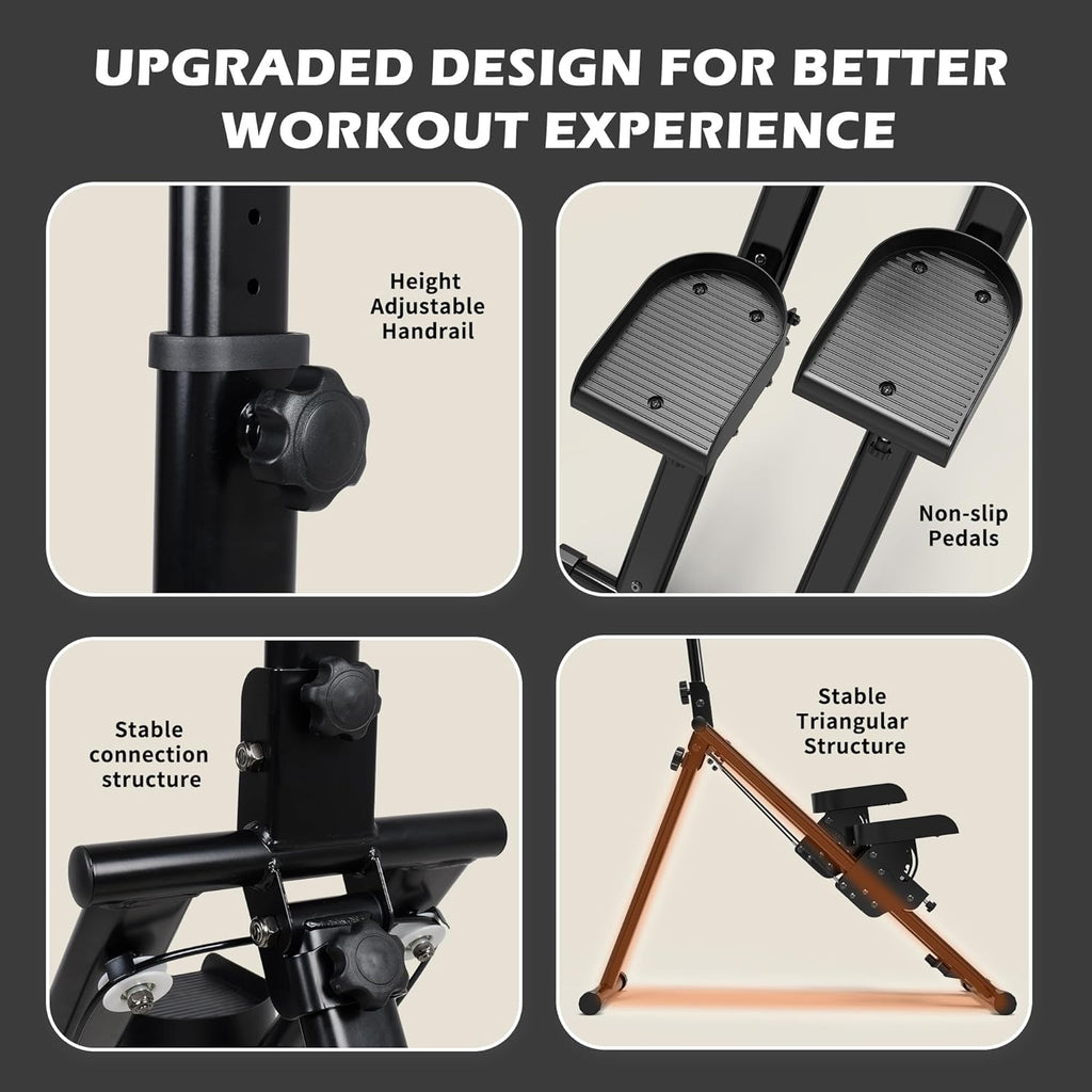 Leikefitness Stair Stepper for Home Gym,Vertical Climber Machine for Full-Body Workout,Foldable Cardio Stepper with Adjustable Handle and Treads for Women & Men