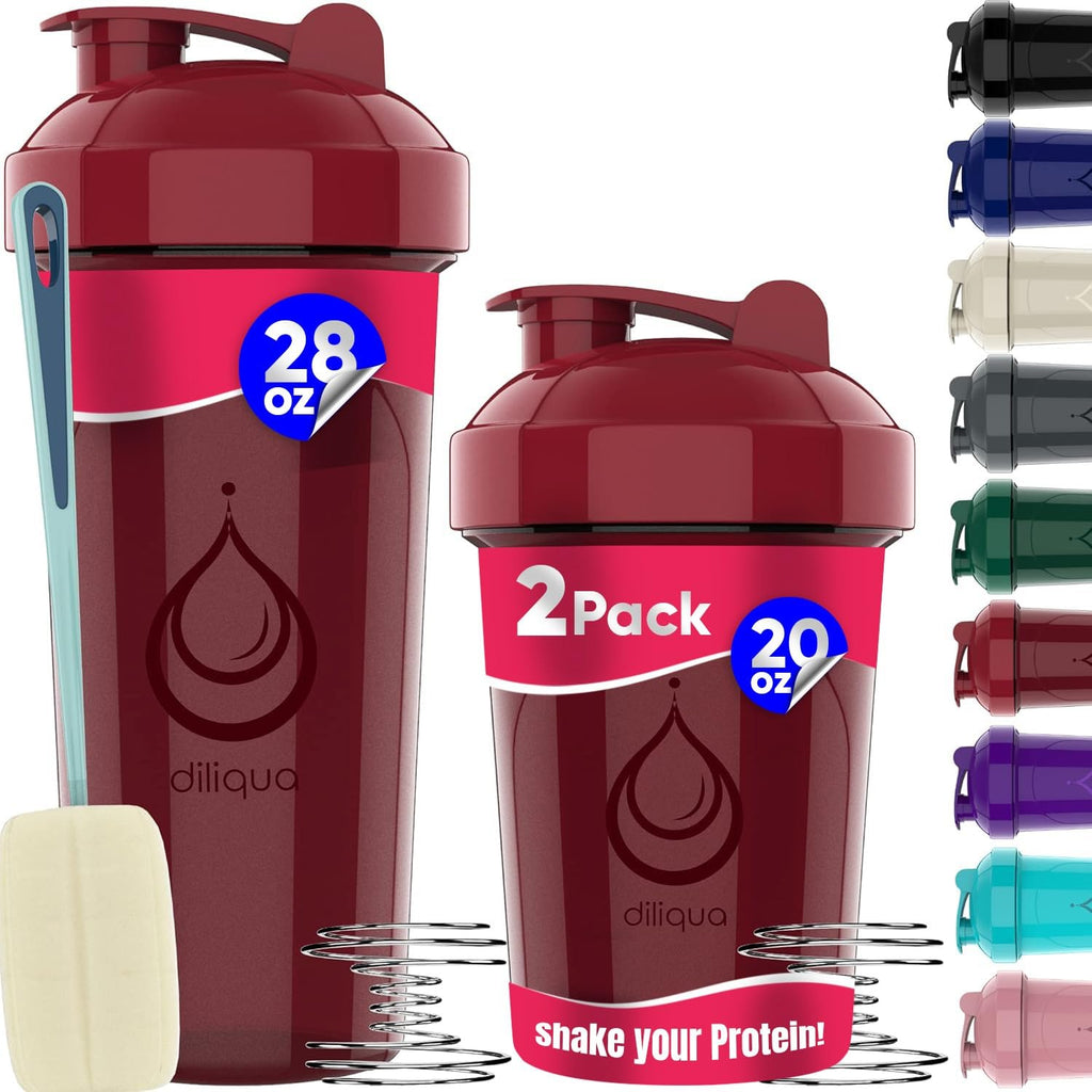 2 PACK, 28 oz & 20 oz Shaker Bottles with Powerful Wire Whisks for Protein Mixes | Leakproof Blender Shaker Bottle Pack | BPA-Free & Dishwasher Safe | Shaker Bottle | Shaker Cups for shakes