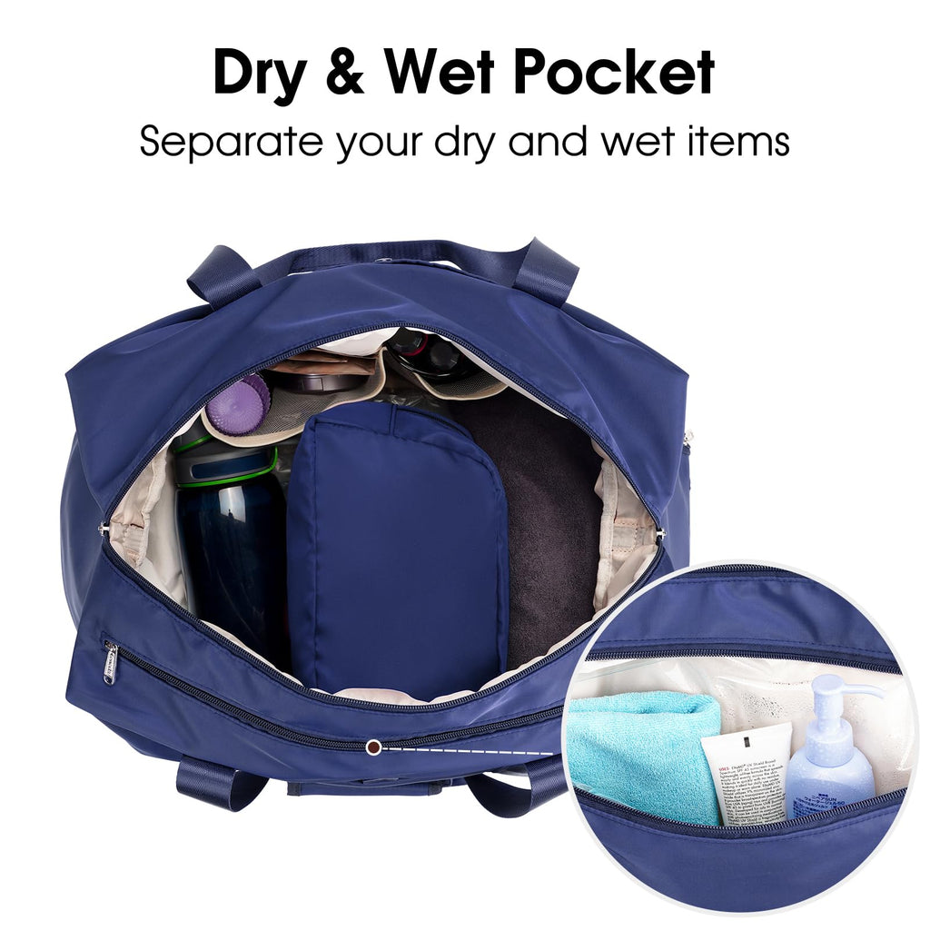 Ceneda 20" Gym Bag for Women with Wet Pocket & Shoe Compartment, Lightweight Duffel Waterproof Carry On Duffle for Travel, Yoga, Overnight (Green)