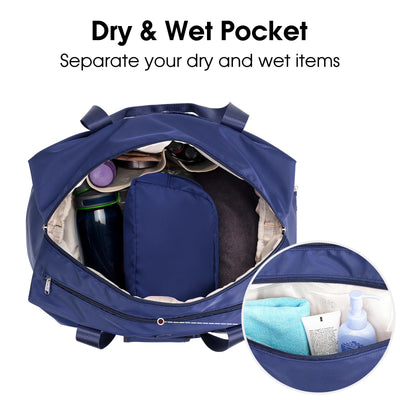 Ceneda 20" Gym Bag for Women with Wet Pocket & Shoe Compartment, Lightweight Duffel Waterproof Carry On Duffle for Travel, Yoga, Overnight (Green)