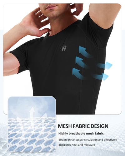 Runhit 3 Pack Men's Compression Shirts Short Sleeve Athletic T Shirt Cool Dry Workout Tops Sports Base Layer Undershirt