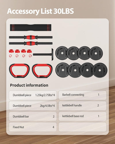 Adjustable Dumbbells, 10/20/30/45/70/90lbs Free Weight Set with Connector, 4 in1 Dumbbells Set Used as Barbell, Kettlebells, Push up Stand, Fitness Exercises for Home Gym Suitable Men/Women