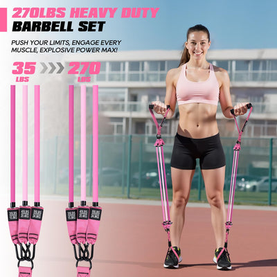 Pilates Bar Kit with Resistance Bands, Heavy Duty Pilates Equipment for Men, Strength Training Bar for Legs, Hip, Back, Arm, Abs, Chest, Shoulders, Portable Home Gym Full Body Workout Equipment