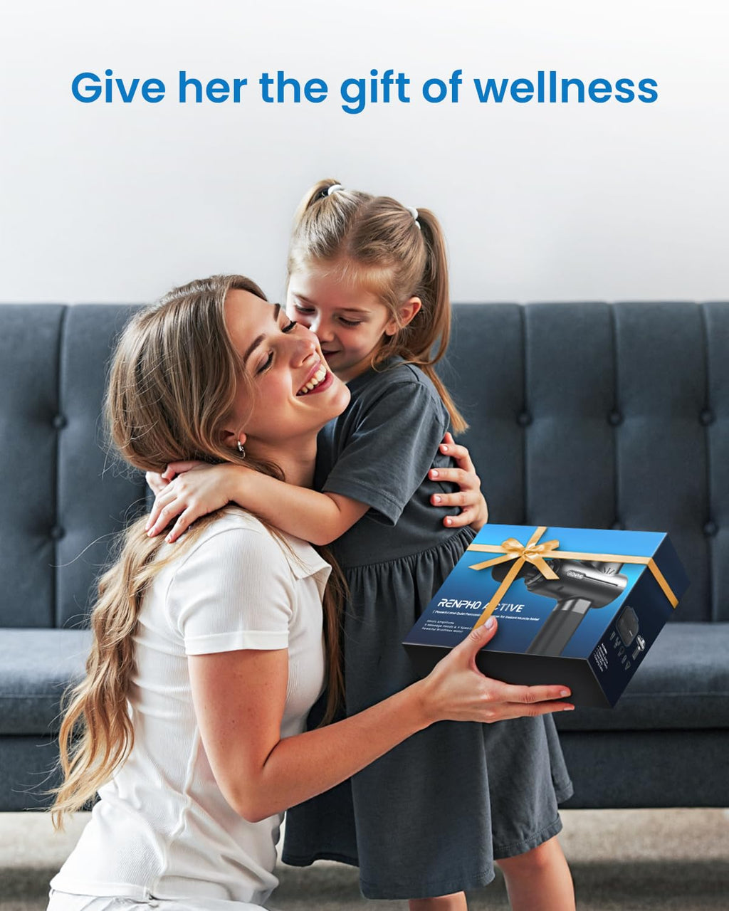 RENPHO Massage Gun Deep Tissue, Christmas Birthday Gifts for Women Men, Portable Percussion Massager for Back and Neck, Handheld Device with Carry Case, Active