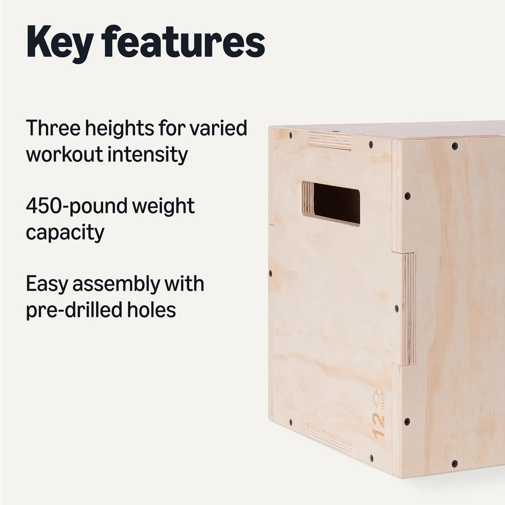 Amazon Basics Plyometric Jump Box, Plyo Box Jumps for Home Gym