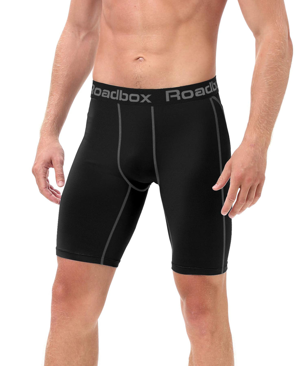 Roadbox Compression Shorts for Men, 3 Pack Athletic Workout Underwear, Running Gym Spandex Base Layer Boxer Briefs