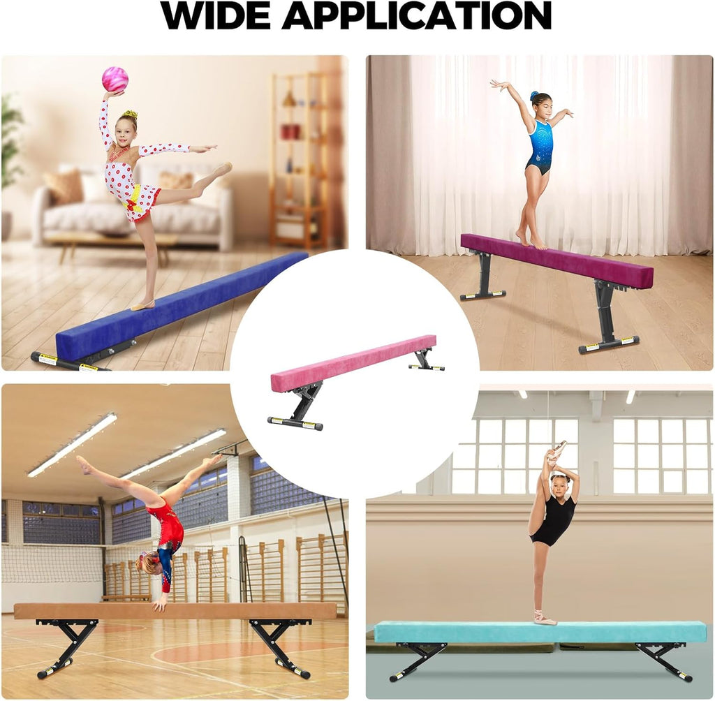 Balance Beam Adjustable 8ft, High and Lower Floor Beam Gymnastics Equipment for Kids Children, Gymnastics Beam with Legs for Home, Professional Training, Gymnastic Club Use
