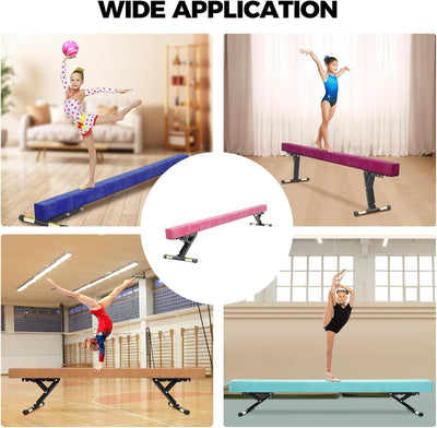 Balance Beam Adjustable 8ft, High and Lower Floor Beam Gymnastics Equipment for Kids Children, Gymnastics Beam with Legs for Home, Professional Training, Gymnastic Club Use