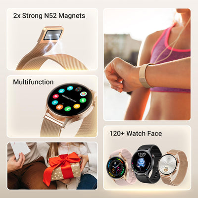 Fitpolo Smart Watch for Women,1.3" AMOLED Touchscreen Fitness Tracker, Make/Answer Calls, Heart Rate SpO2 Monitor, IP68 Waterproof, Sleep & Activity Tracking Smartwatch for Android Phones iPhone