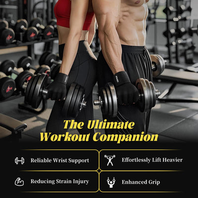 Weight Lifting Gloves with Wrist Support, Gym Workout Gloves for Men Women, Full Palm 6mm Padded & Grip, Exercise Wrist Wraps for Weightlifting, Fitness, Strength Training