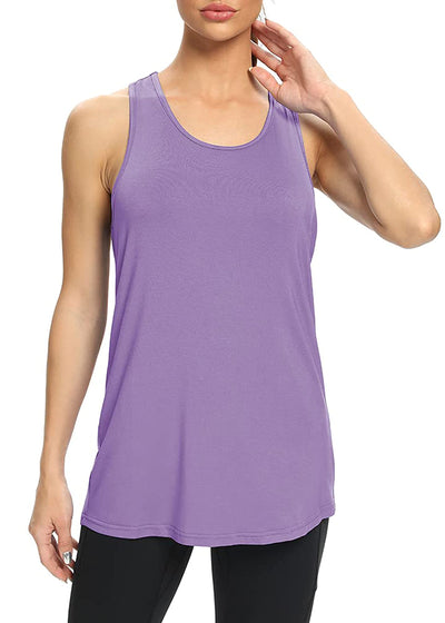 Bestisun Workout Yoga Athletic Shirts Racerback Long Tank Tops Loose fit for Women