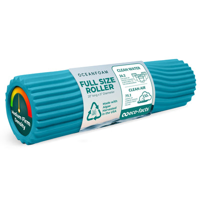 Oceanfoam Tidal Roller - Natural - Muscle Massage Foam Roller for Back Pain & Stretching - Firm and Ergonomic Wide Wave Textured - Yoga, Athletics, & Wellness - Full Size, 20" x 5"