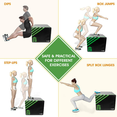 Yes4All 3 in 1 Foam Plyometric Jump Box for Training & Conditioning - Plyo Jump Box for Fitness Workout Exercise