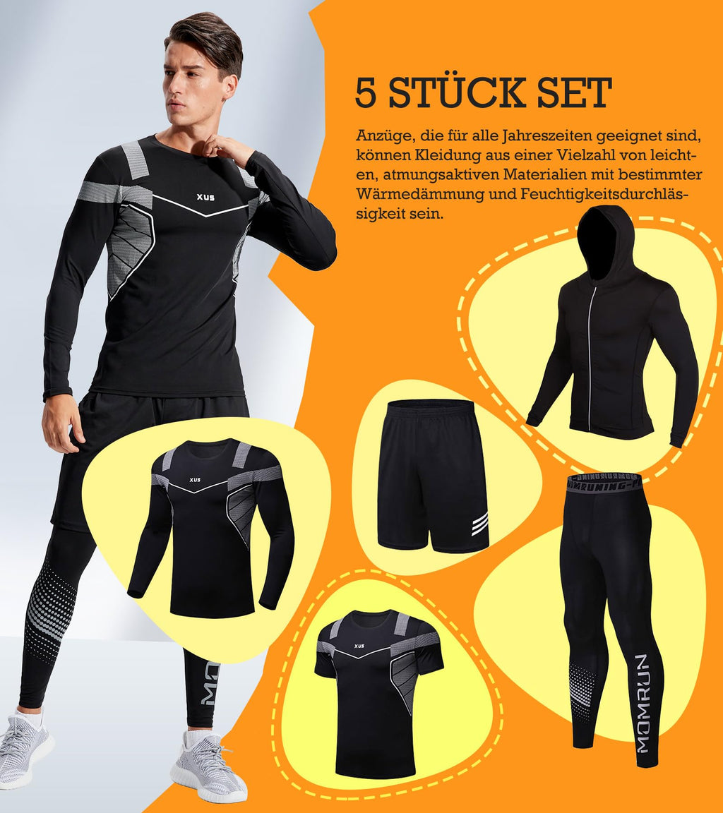 BOOMCOOL 5PCS Gym Clothes for Men Workout Sets